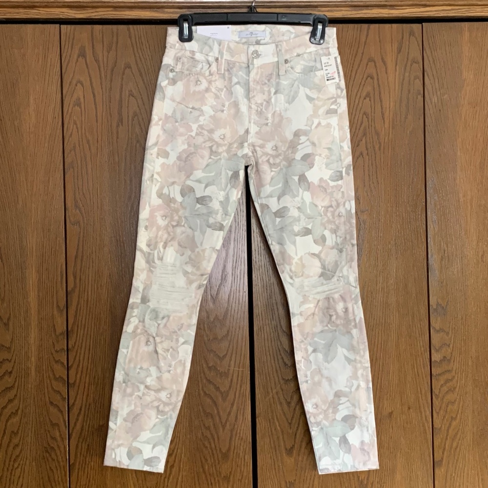 {7 For All Mankind} NWT Floral Ankle Skinny Jeans